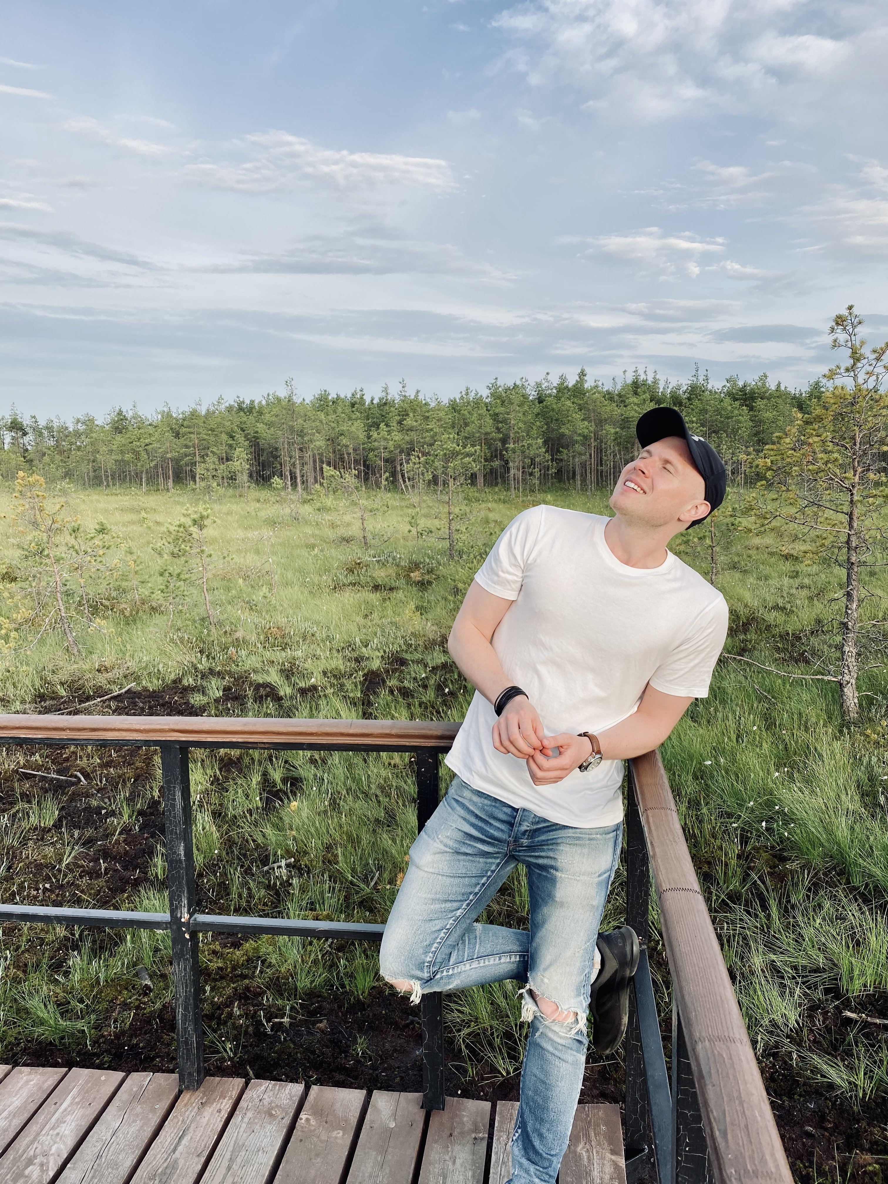 Portrait of Evgenii Bolshakov against the backdrop of nature